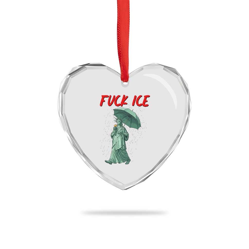 Statue of Liberty Crying Anti ICE Protest Meme Heart Crystal Glass Ornament