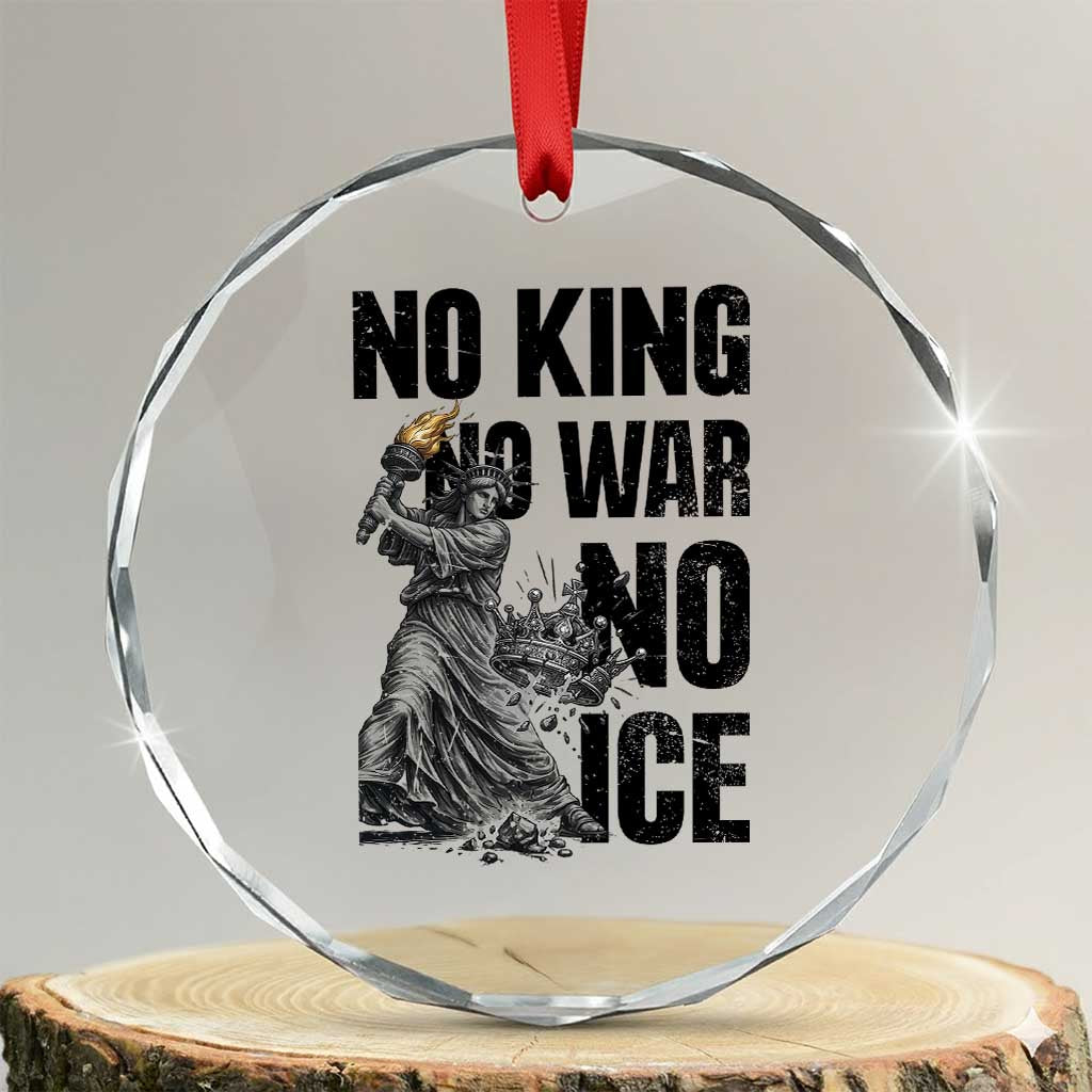 Statue Of Liberty Freedom Protest Crystal Glass Ornament No Kings No Wars No Ice