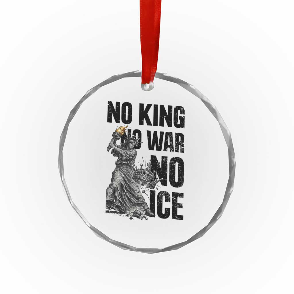 Statue Of Liberty Freedom Protest Crystal Glass Ornament No Kings No Wars No Ice