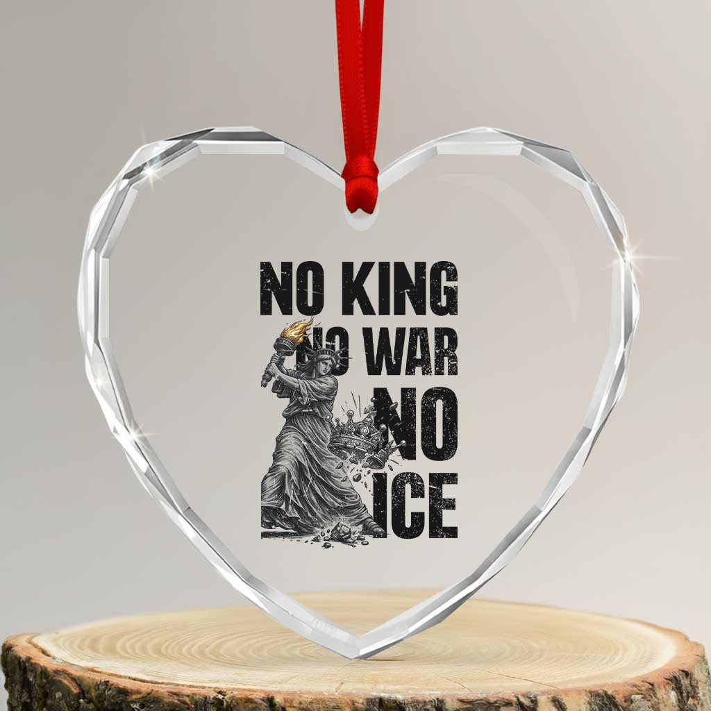 Statue Of Liberty Freedom Protest Heart Crystal Glass Ornament No Kings No Wars No Ice