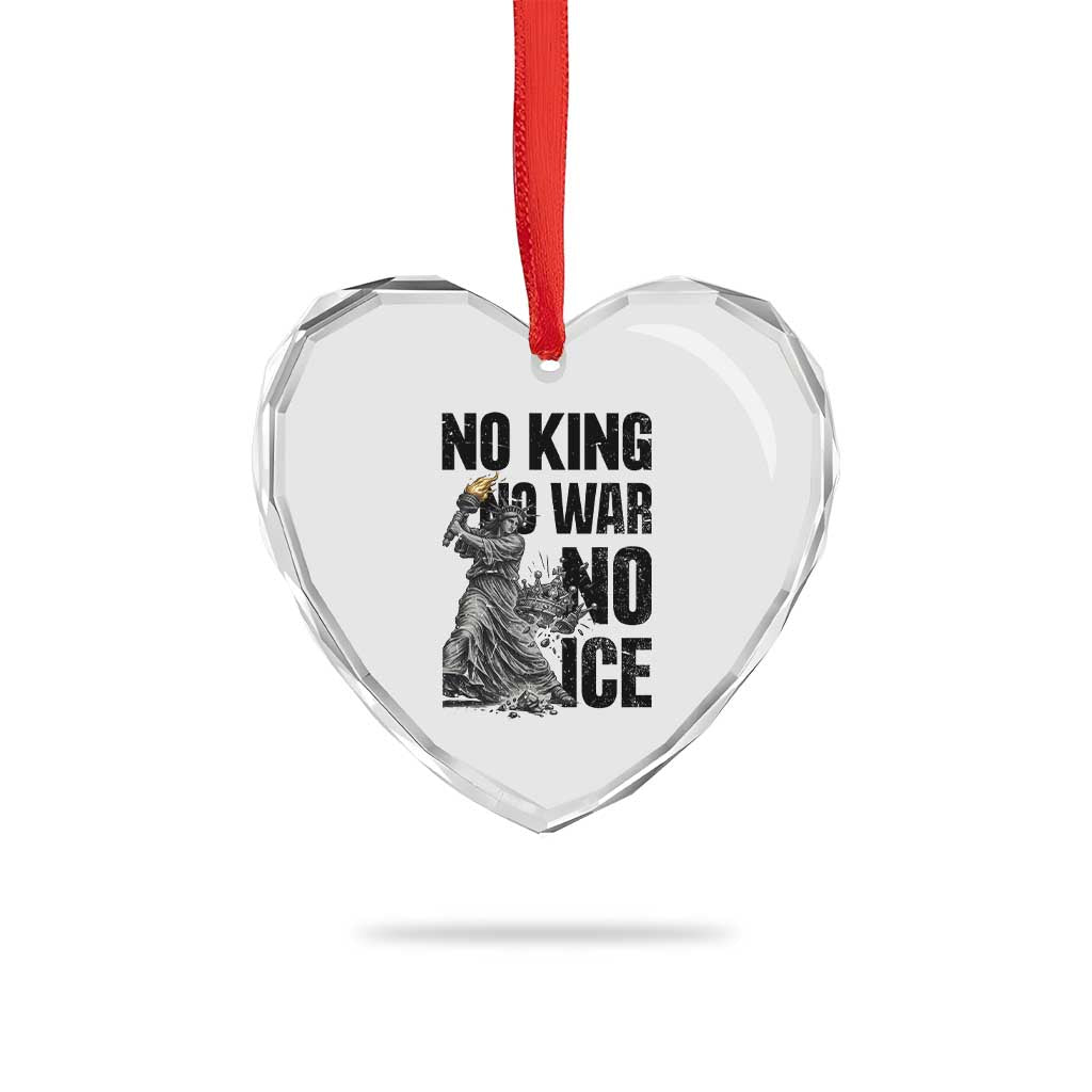 Statue Of Liberty Freedom Protest Heart Crystal Glass Ornament No Kings No Wars No Ice