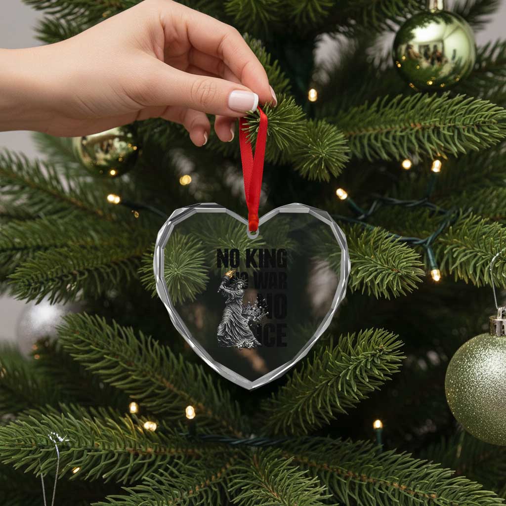 Statue Of Liberty Freedom Protest Heart Crystal Glass Ornament No Kings No Wars No Ice
