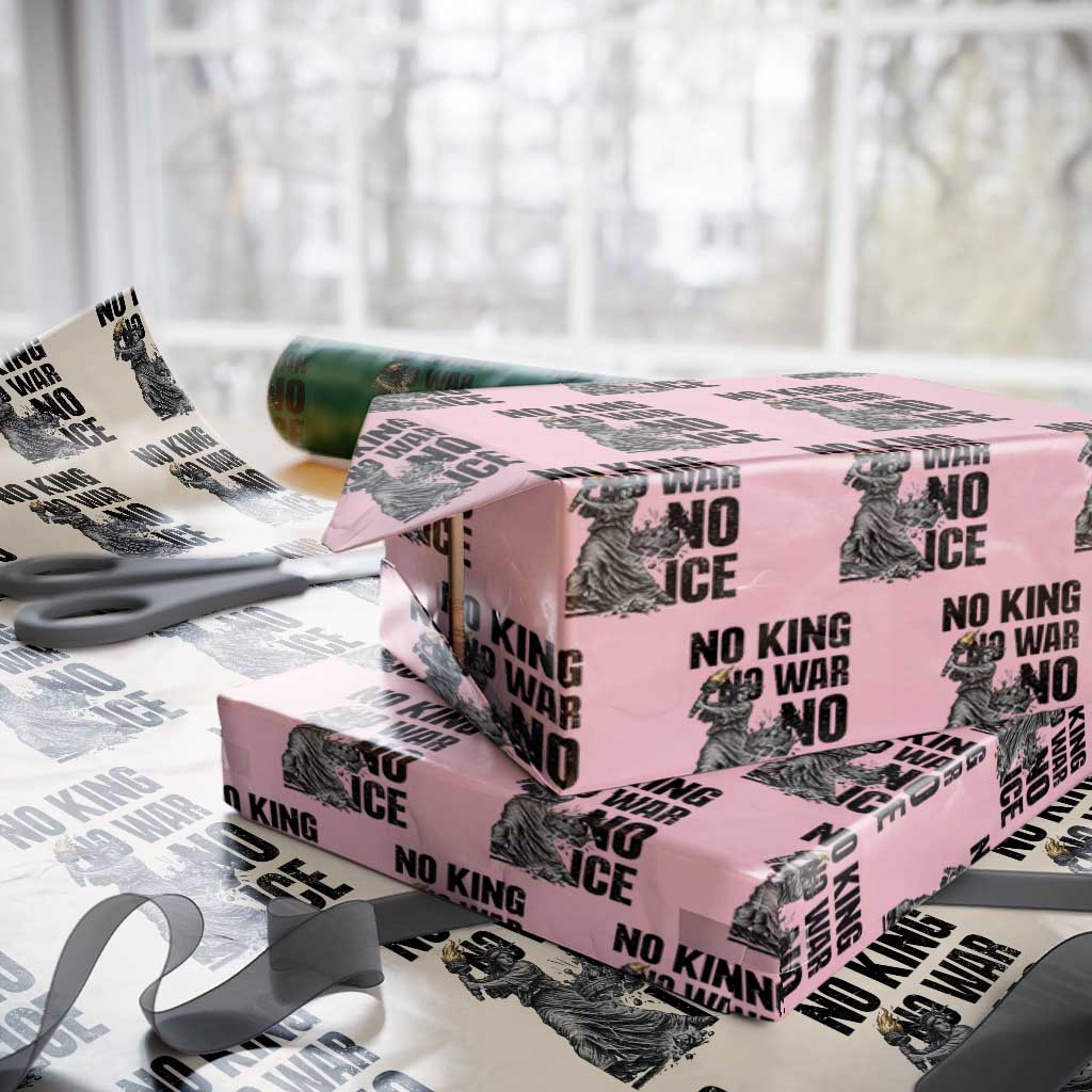 Statue Of Liberty Freedom Protest Wrapping Paper Roll No Kings No Wars No Ice