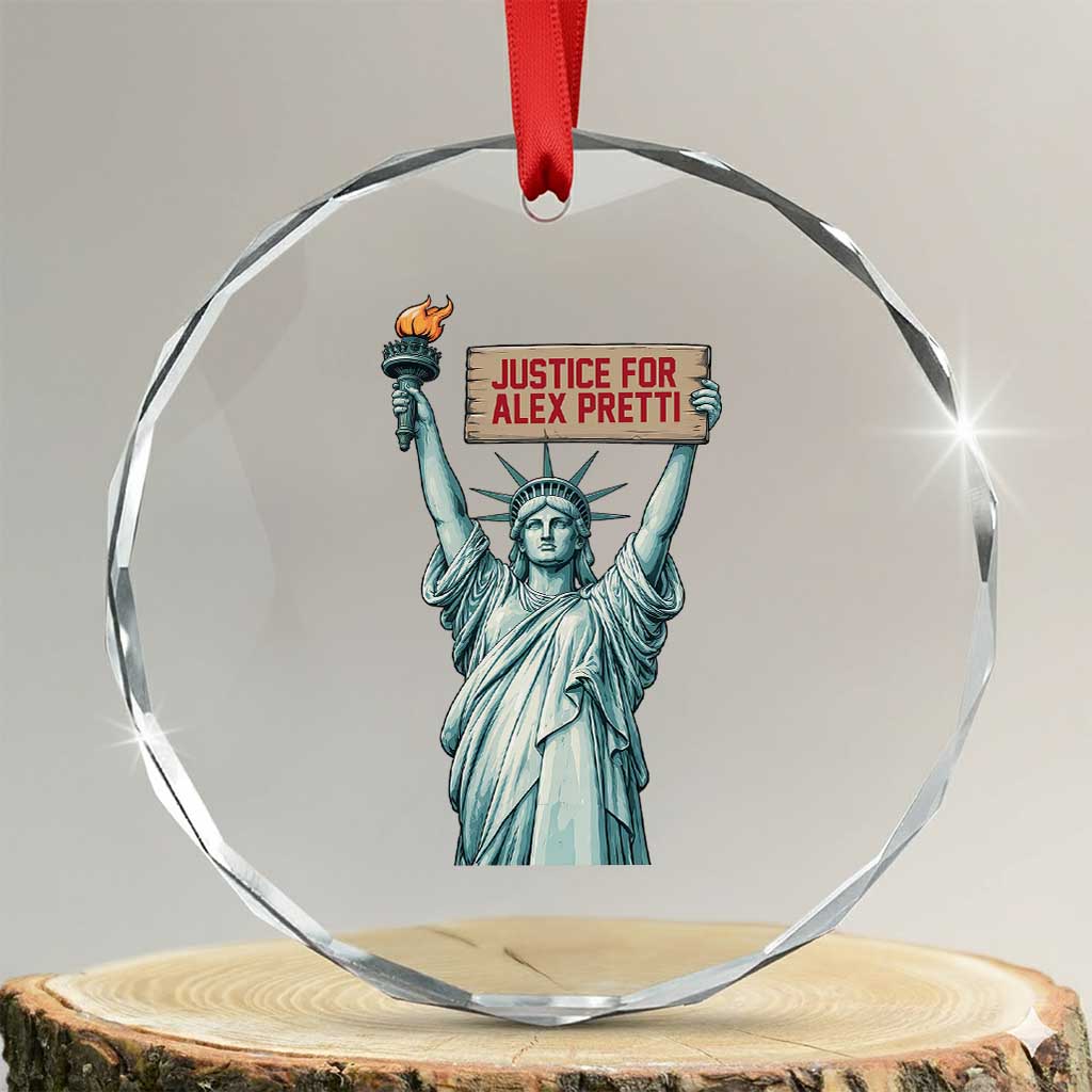 Statue Of Liberty Justice For Alex Pretti Tribute Gift Crystal Glass Ornament