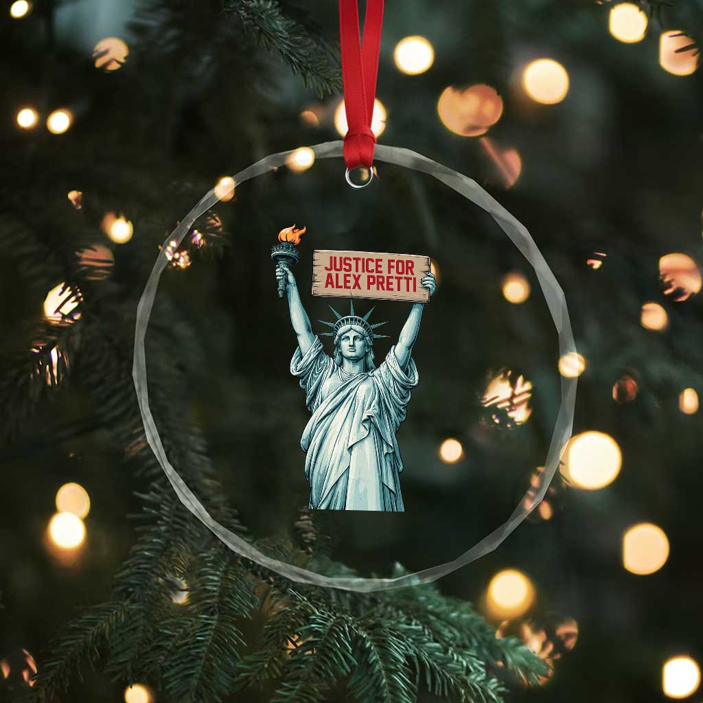 Statue Of Liberty Justice For Alex Pretti Tribute Gift Crystal Glass Ornament