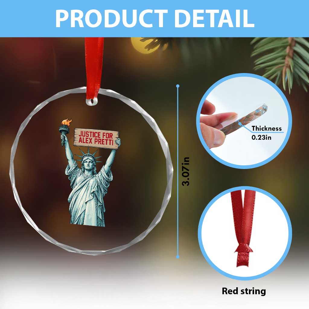 Statue Of Liberty Justice For Alex Pretti Tribute Gift Crystal Glass Ornament