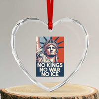 Statue Of Liberty No Kings No War No Ice Heart Crystal Glass Ornament Freedom Protest Gift