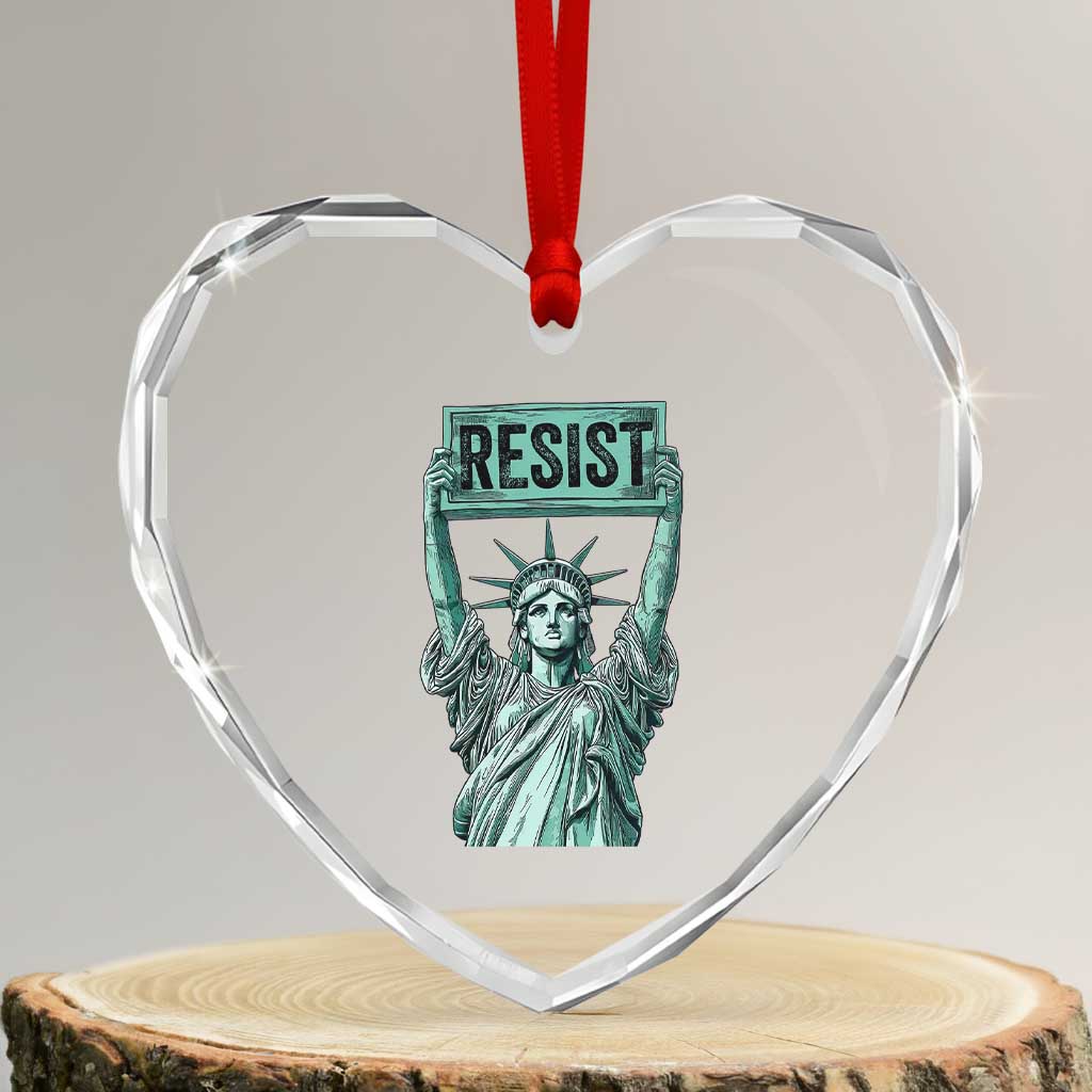 Statue of Liberty Resist Heart Crystal Glass Ornament Retro - Wonder Print Shop