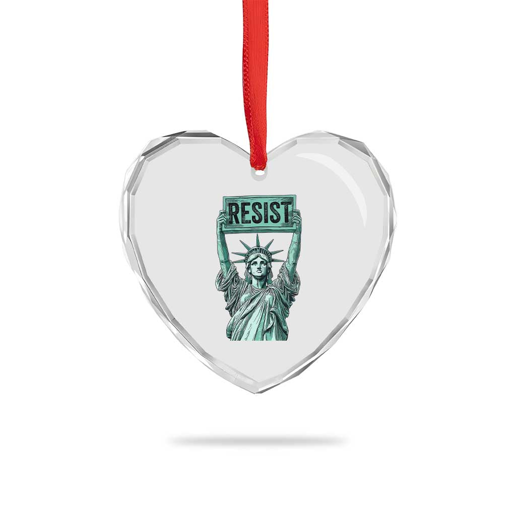 Statue of Liberty Resist Heart Crystal Glass Ornament Retro - Wonder Print Shop