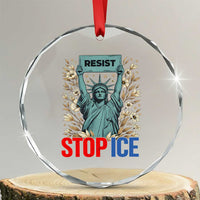 Statue of Liberty Resist Stop Ice Crystal Glass Ornament Floral Activist for Justice and Freedom