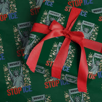 Statue of Liberty Resist Stop Ice Wrapping Paper Roll Floral Activist for Justice and Freedom