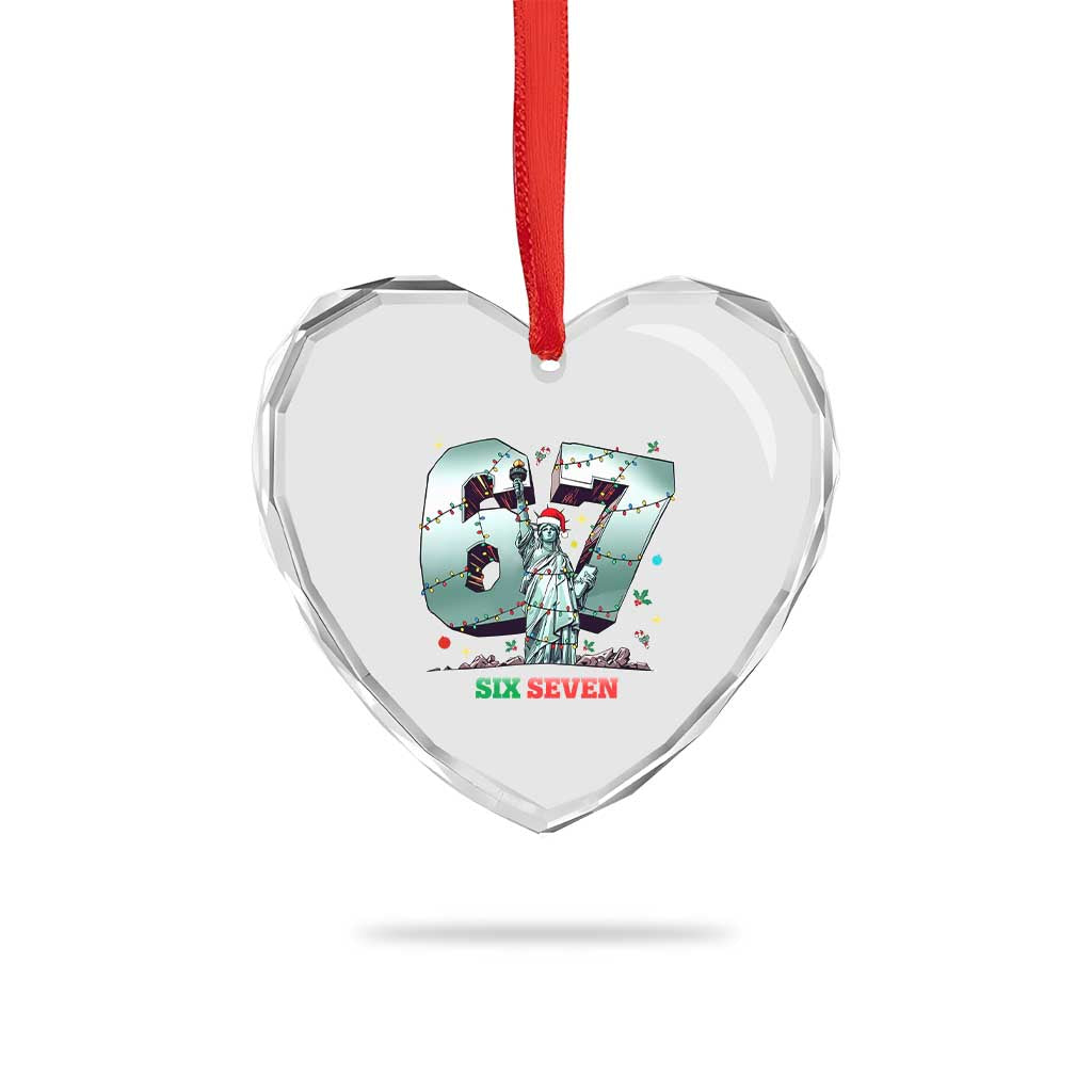 Statue Of Liberty Six Seven Meme Heart Crystal Glass Ornament Trendy Gen Z Christmas Gift - Wonder Print Shop