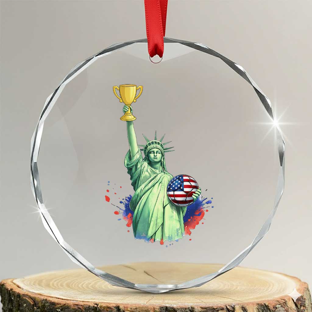 Statue Of Liberty Soccer Cup Crystal Glass Ornament USA Soccer Lover Gift