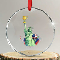 Statue Of Liberty Soccer Cup Crystal Glass Ornament USA Soccer Lover Gift