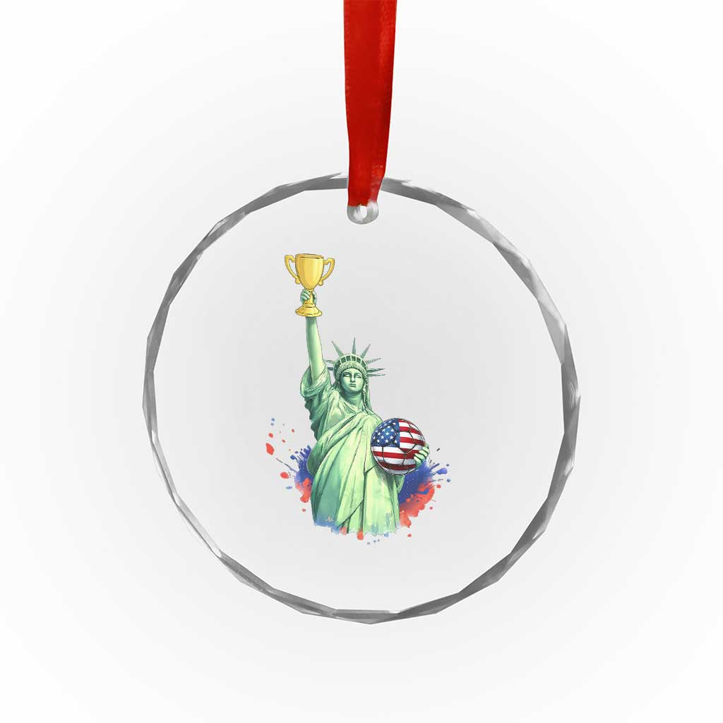Statue Of Liberty Soccer Cup Crystal Glass Ornament USA Soccer Lover Gift