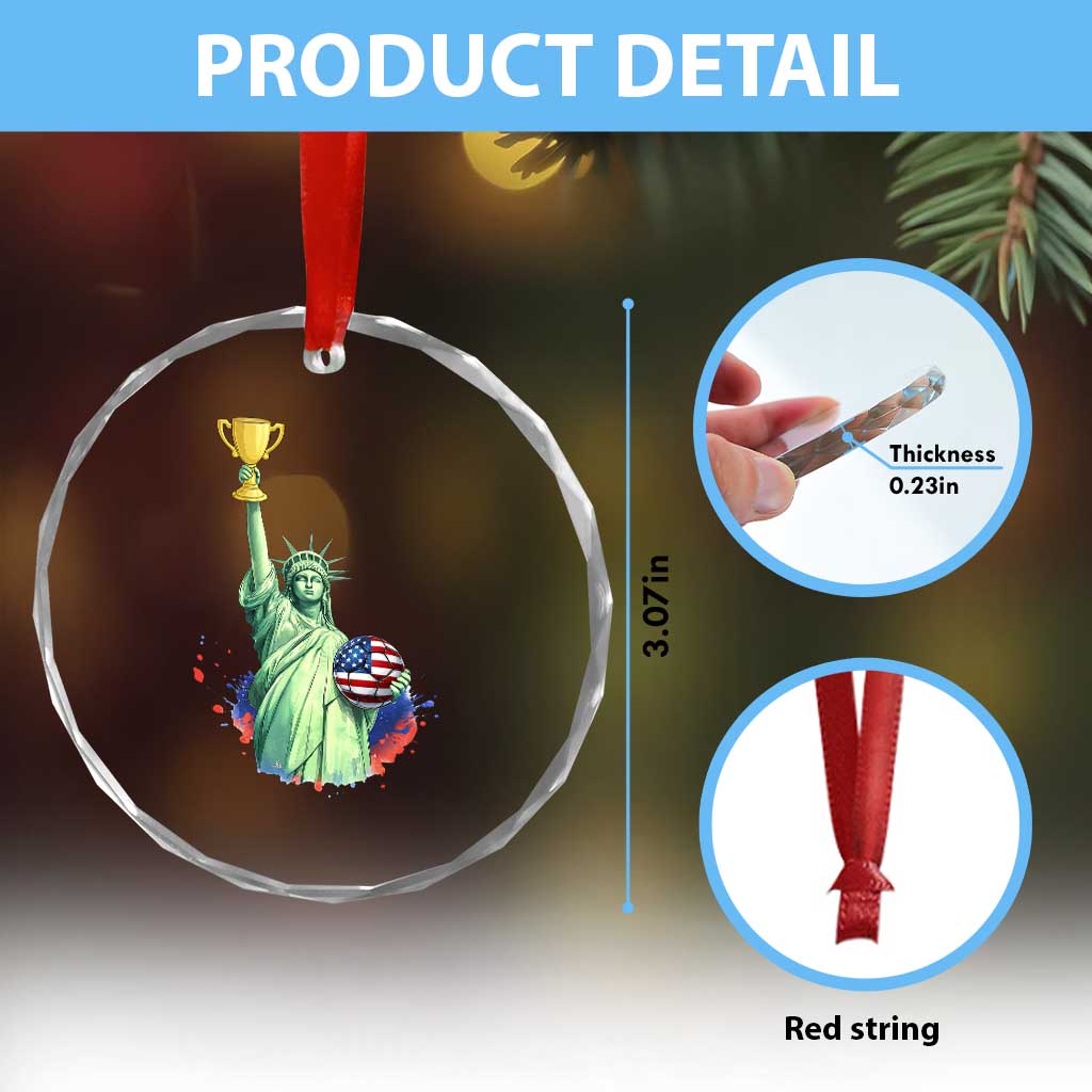 Statue Of Liberty Soccer Cup Crystal Glass Ornament USA Soccer Lover Gift
