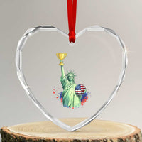 Statue Of Liberty Soccer Cup Heart Crystal Glass Ornament USA Soccer Lover Gift