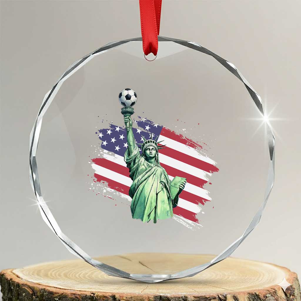 Statue Of Liberty Soccer Lover Crystal Glass Ornament New Yorker Fan Gift
