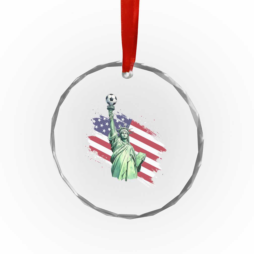 Statue Of Liberty Soccer Lover Crystal Glass Ornament New Yorker Fan Gift