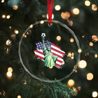 Statue Of Liberty Soccer Lover Crystal Glass Ornament New Yorker Fan Gift