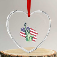 Statue Of Liberty Soccer Lover Heart Crystal Glass Ornament New Yorker Fan Gift