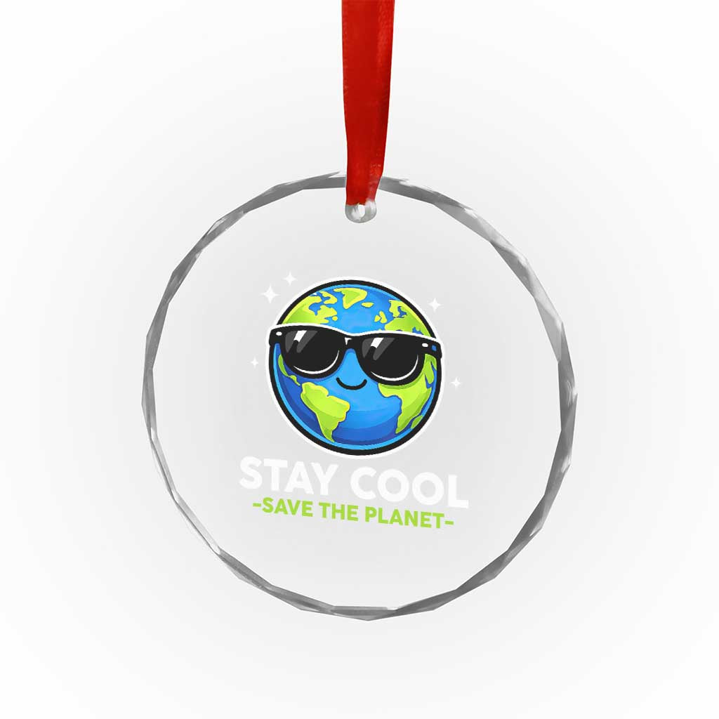 Stay Cool Save The Planet Eco-Friendly Earth Day Crystal Glass Ornament Cute Cartoon Globe with Sunglasses for Environmental Awareness