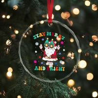 Stay Marry And Bright Groovy Xmas Hippie Santa Crystal Glass Ornament TS09