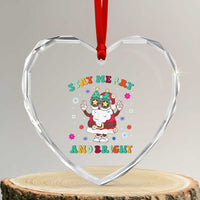 Stay Marry And Bright Groovy Xmas Hippie Santa Heart Crystal Glass Ornament - Wonder Print Shop
