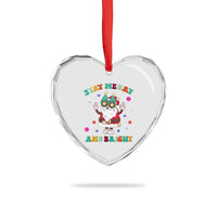 Stay Marry And Bright Groovy Xmas Hippie Santa Heart Crystal Glass Ornament - Wonder Print Shop