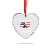 Stay Strapped Or Get Clapped George Washington Heart Crystal Glass Ornament Funny 4th of July Jet American Flag