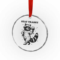 Stay Trashy Raccoon Crystal Glass Ornament Funny Raccoon Drinking Wine Meme