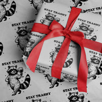 Stay Trashy Raccoon Wrapping Paper Roll Funny Raccoon Drinking Wine Meme