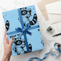 Stay Trashy Raccoon Wrapping Paper Roll Funny Raccoon Drinking Wine Meme