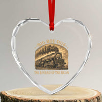 Steam Locomotive Legend of The Rails Train Heart Crystal Glass Ornament