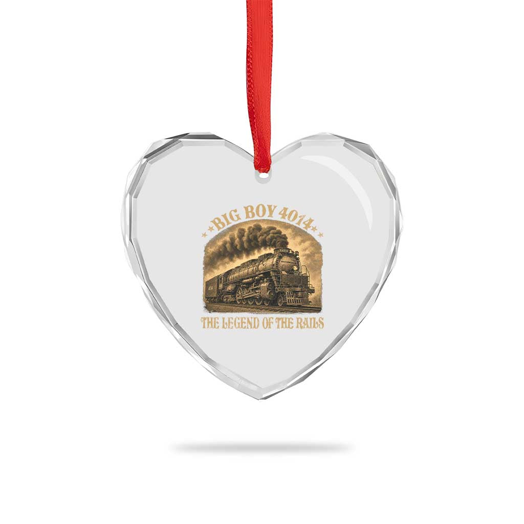 Steam Locomotive Legend of The Rails Train Heart Crystal Glass Ornament