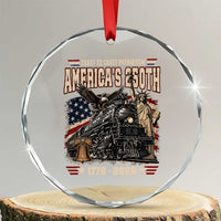 Steam Locomotive Train USA 250th Anniversary Crystal Glass Ornament Coast To Coast Patriotism Liberty American Flag