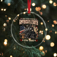 Steam Locomotive Train USA 250th Anniversary Crystal Glass Ornament Coast To Coast Patriotism Liberty American Flag