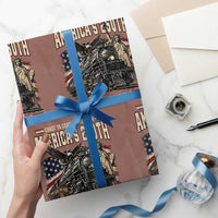 Steam Locomotive Train USA 250th Anniversary Wrapping Paper Roll Coast To Coast Patriotism Liberty American Flag