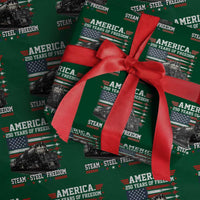 Steam Steel Freedom Stainless American Spirit Wrapping Paper Roll 250 Years USA Railroad Legend Patriotic Military Jet Flyover Graphic