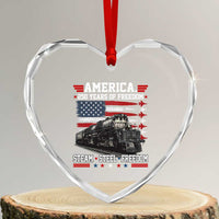 Steam Steel Freedom Stainless American Spirit Heart Crystal Glass Ornament 250 Years USA Railroad Legend Patriotic Military Jet Flyover Graphic