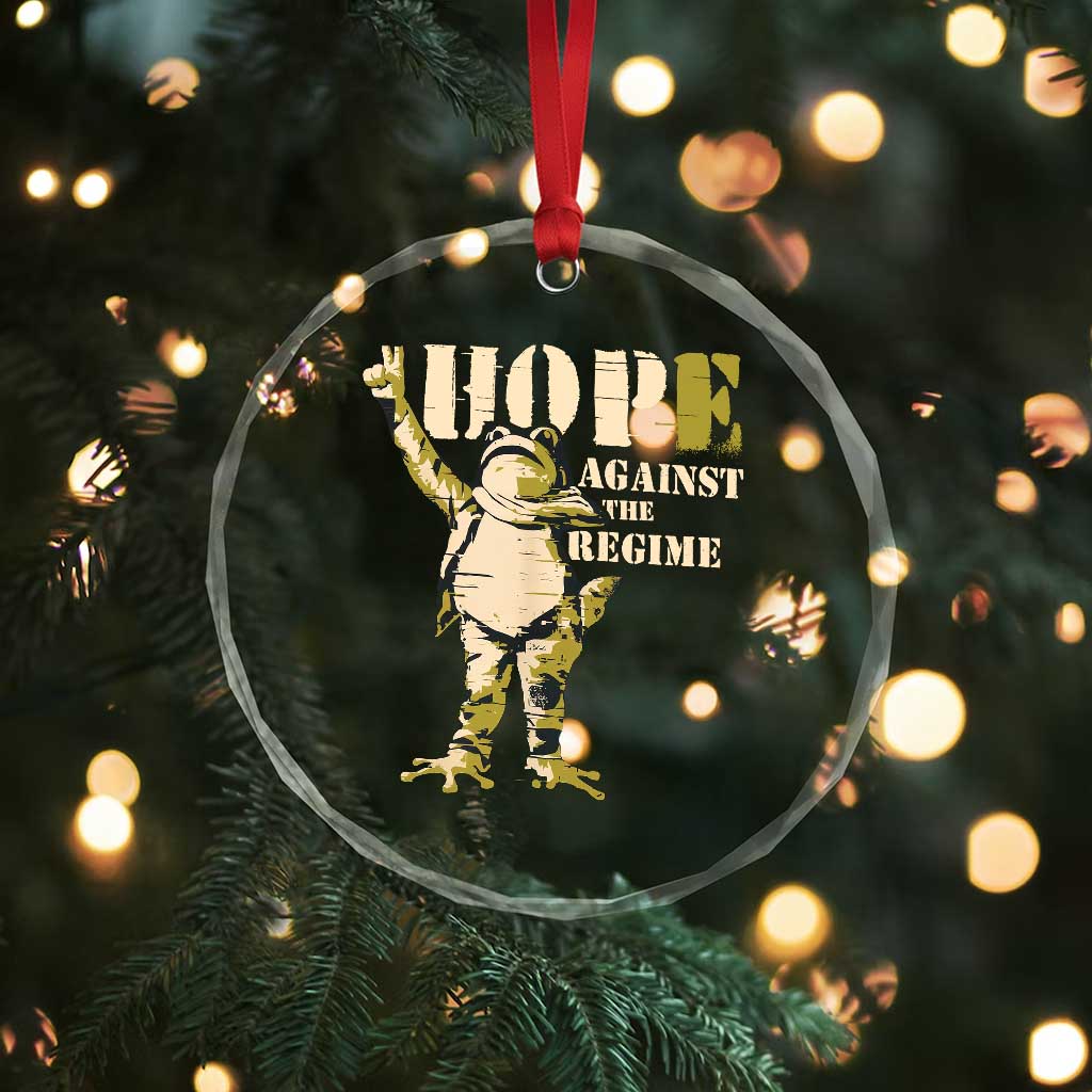 Stencil Protest Frog Crystal Glass Ornament Hope Against the Regime Portland Inflatable Resistance - Wonder Print Shop