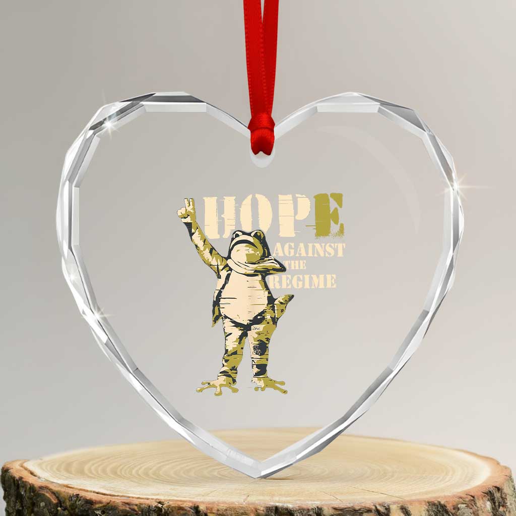 Stencil Protest Frog Heart Crystal Glass Ornament Hope Against the Regime Portland Inflatable Resistance - Wonder Print Shop