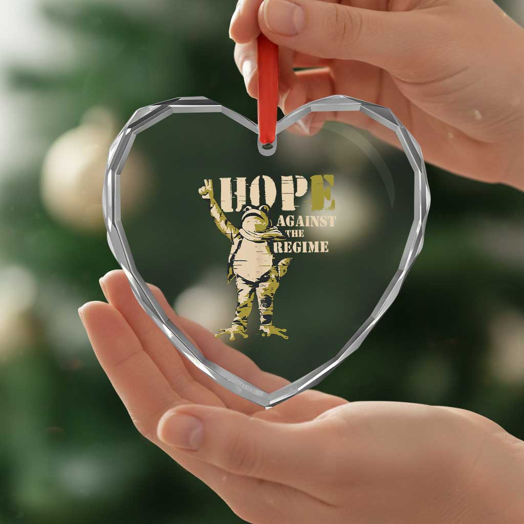 Stencil Protest Frog Heart Crystal Glass Ornament Hope Against the Regime Portland Inflatable Resistance - Wonder Print Shop