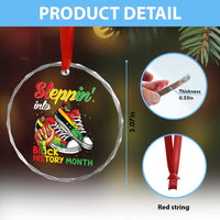 Stepping Into Black History Month Crystal Glass Ornament Black Girls Sneakers - Wonder Print Shop