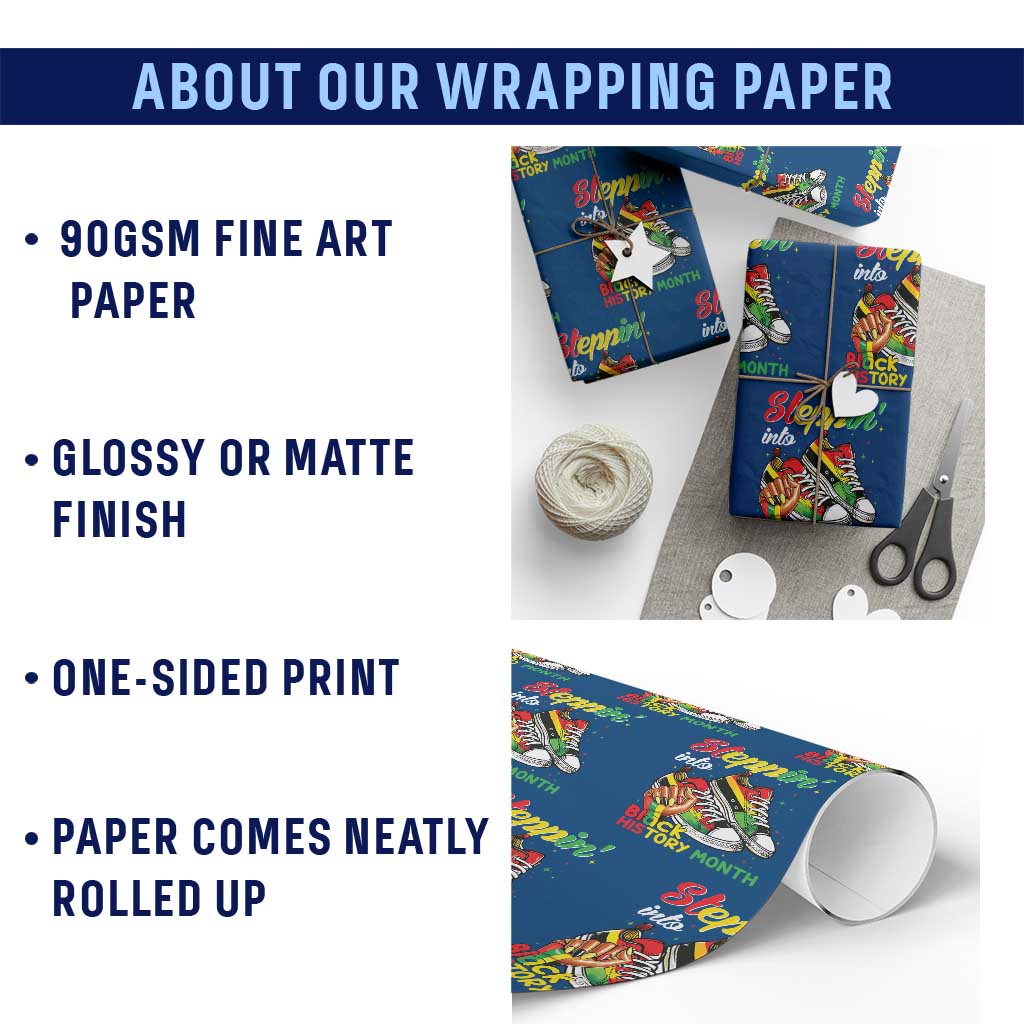 Stepping Into Black History Month Wrapping Paper Roll Black Girls Sneakers - Wonder Print Shop