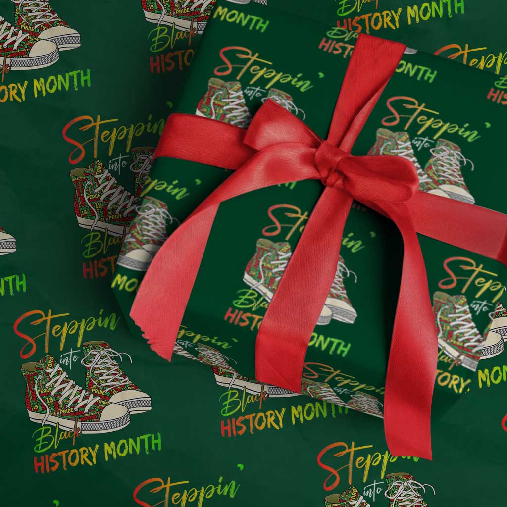 Stepping Into Black History Month Wrapping Paper Roll Sneakers - Wonder Print Shop