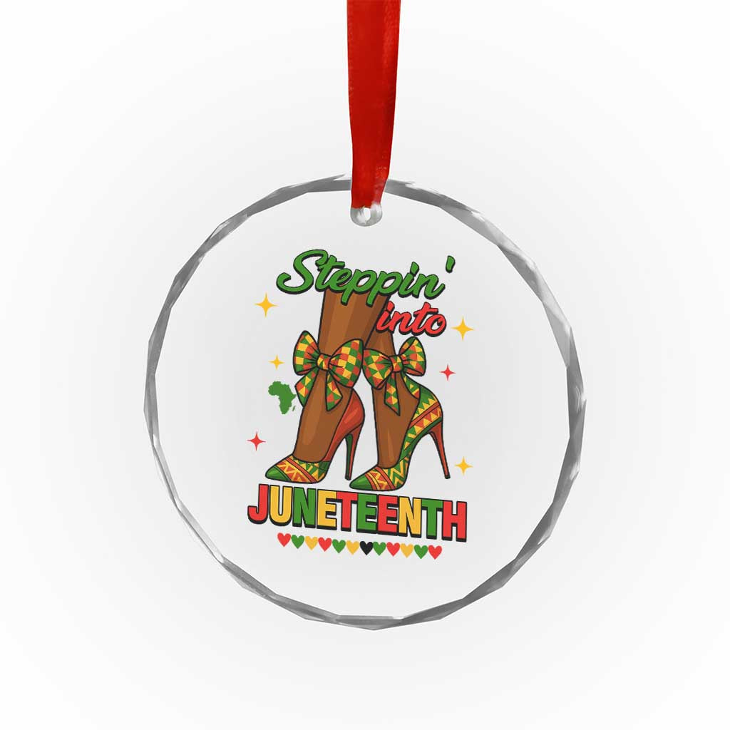 Stepping Into Juneteenth Crystal Glass Ornament Afro Diva High with African Pride - Wonder Print Shop
