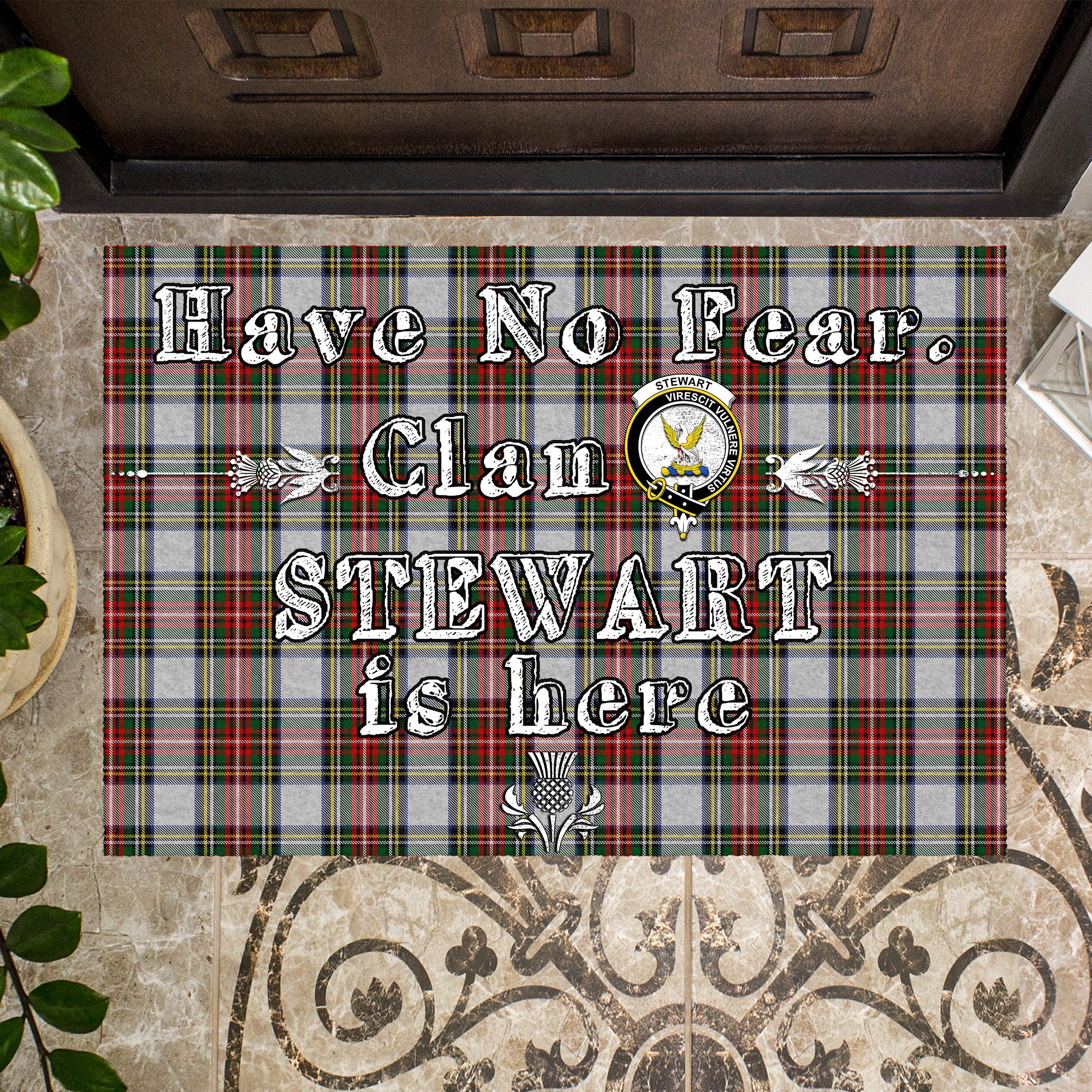 stewart-dress-clan-tartan-door-mat-family-crest-have-no-fear-tartan-door-mat