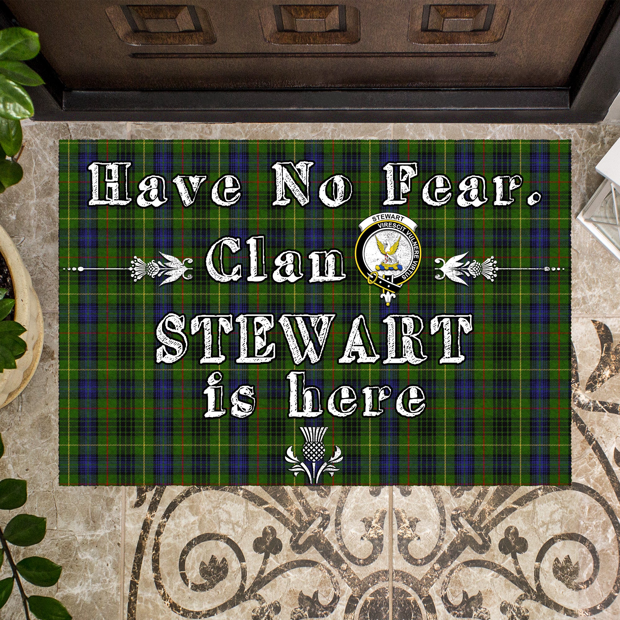stewart-hunting-clan-tartan-door-mat-family-crest-have-no-fear-tartan-door-mat