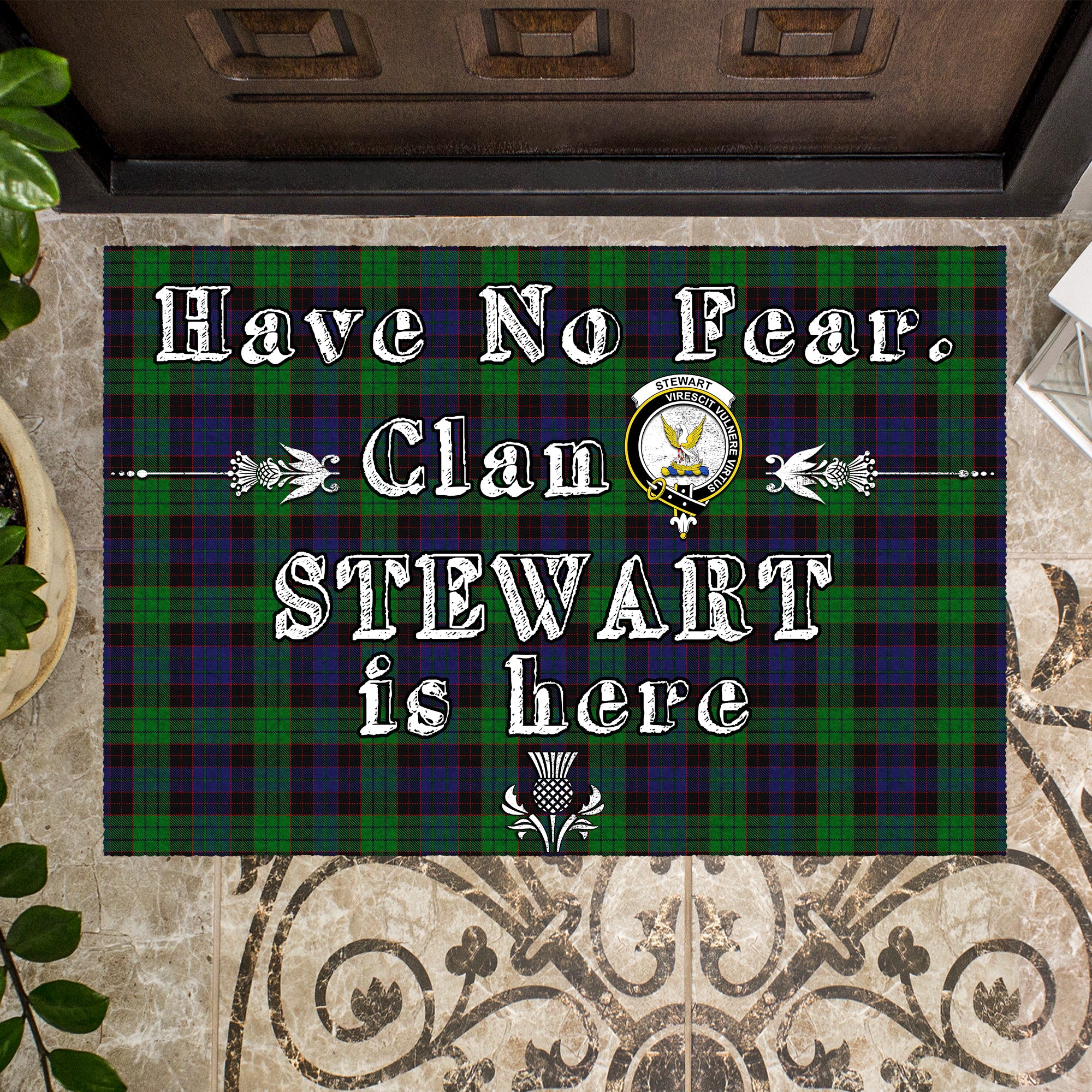 stewart-old-clan-tartan-door-mat-family-crest-have-no-fear-tartan-door-mat